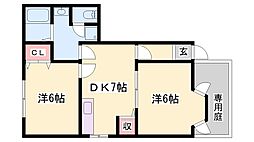 フィールドパレス 2DKの間取図画像