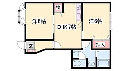 ル・クプルプラース 2DKの間取図画像