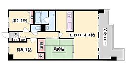 ネオハイツ姫路アメティ228 3LDKの間取図画像