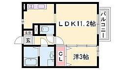 サンライズ城南 1LDKの間取図画像