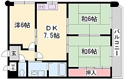ロイヤルコーポ野田 2LDKの間取図画像