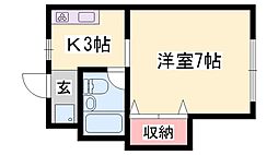コーポ西中島 1Kの間取図画像