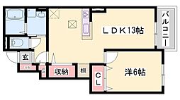 プランドール1 1LDKの間取図画像