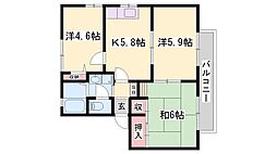 ディアス宮脇A棟 3Kの間取図画像