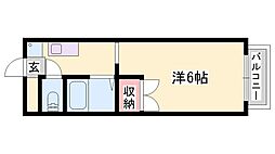 エステートピアセルベイユ2 1Kの間取図画像