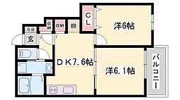 ソレイユラ・メゾン 2DKの間取図画像
