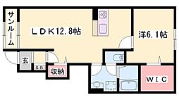 シエールアンジェハルミ 1LDKの間取図画像