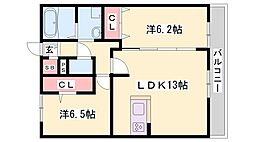 ラ・ファビュラス 2LDKの間取図画像