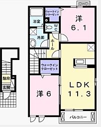 イリーデA 2LDKの間取図画像