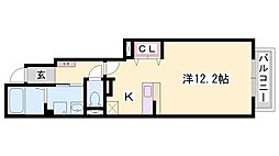 ピュールメゾン2 1Kの間取図画像