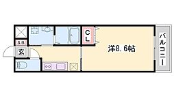 シャインキャッスル 1Kの間取図画像