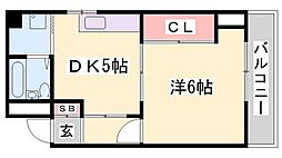 シャトー三和3号館 1DKの間取図画像