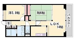 ライオンズマンション姫路東今宿 2LDKの間取図画像
