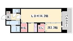 クレール姫路 1LDKの間取図画像