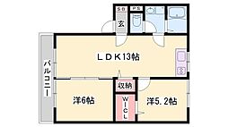 ア・カインドネス 2LDKの間取図画像