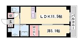 プライムヴィラ 1LDKの間取図画像