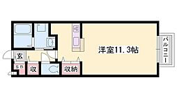 ルシエルB ワンルームの間取図画像