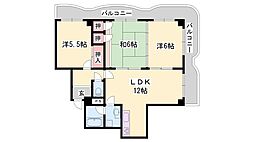 手柄コーポ2号館 3LDKの間取図画像