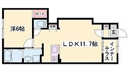 アルブルーム 1LDKの間取図画像
