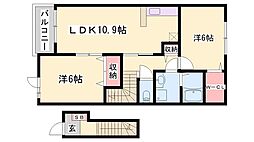 ミルキーウェイA 2LDKの間取図画像