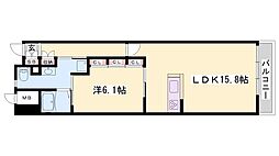 キャッスルコート博労町 1LDKの間取図画像