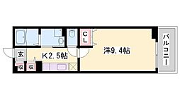 サンクレメントB 1Kの間取図画像