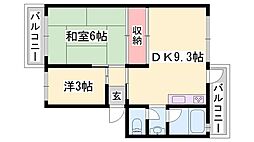 砥堀第2コーポラス 2DKの間取図画像