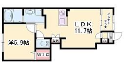 ミモザ 1LDKの間取図画像