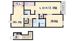 メゾン本竜野A 2LDKの間取図画像