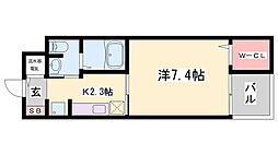 ブリーズコート城北 1Kの間取図画像