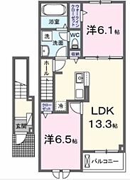 アーバニティ家中 2LDKの間取図画像