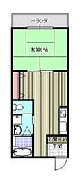 メトレス福田1 1DKの間取図画像