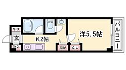 シティヒルズ2 1Kの間取図画像
