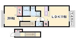 ウッドパストラルIII 2階1LDKの間取り