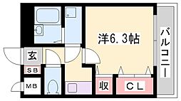 サンセール ワンルームの間取図画像