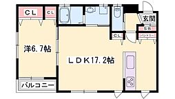 クリエイト相生 3階1LDKの間取り