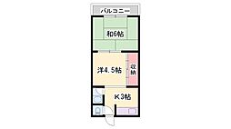 睦荘 2Kの間取図画像