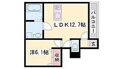 シャルマン 1LDKの間取図画像