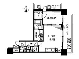 ザ・パークハビオ天満橋 8階1LDKの間取り