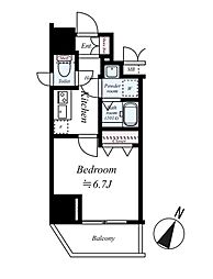 アクアプレイス江戸堀 2階1Kの間取り