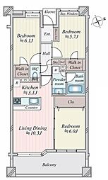ライオンズグローベル小手指イーストアヴェニュー 3LDKの間取図画像