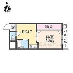 近鉄大阪線 大和八木駅 徒歩17分の賃貸マンション 2階1DKの間取り