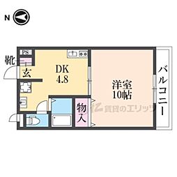 プレール 2階1DKの間取り