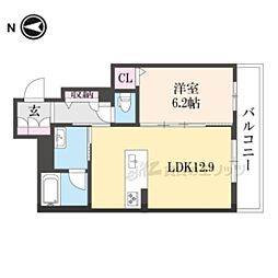 近鉄南大阪線 高田市駅 徒歩5分の賃貸マンション 2階1LDKの間取り