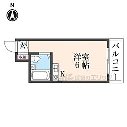 近鉄南大阪線 高田市駅 徒歩6分の賃貸マンション 4階ワンルームの間取り