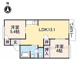 近鉄大阪線 桜井駅 徒歩12分の賃貸アパート 2階2LDKの間取り