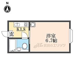 近鉄南大阪線 高田市駅 徒歩8分の賃貸マンション 2階1Kの間取り