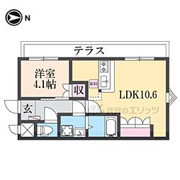 JR桜井線 畝傍駅 徒歩16分の賃貸アパート 1階1LDKの間取り