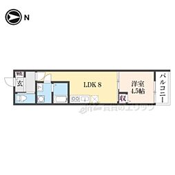近鉄橿原線 近鉄郡山駅 徒歩6分の賃貸アパート 3階1LDKの間取り