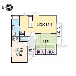 パセオ・ブルージュ 2階2LDKの間取り